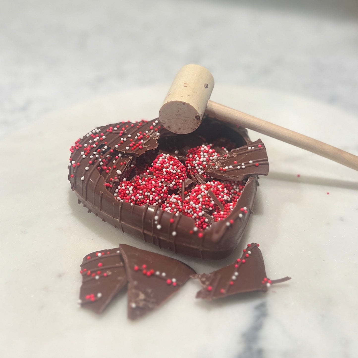 Chocolate Nonpareil Smash Heart