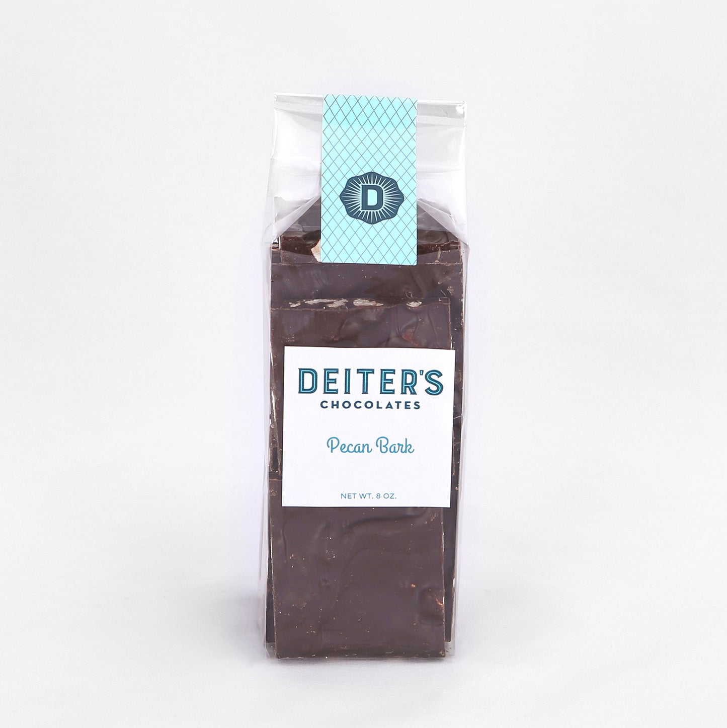 bag of dark chocolate pecan bark