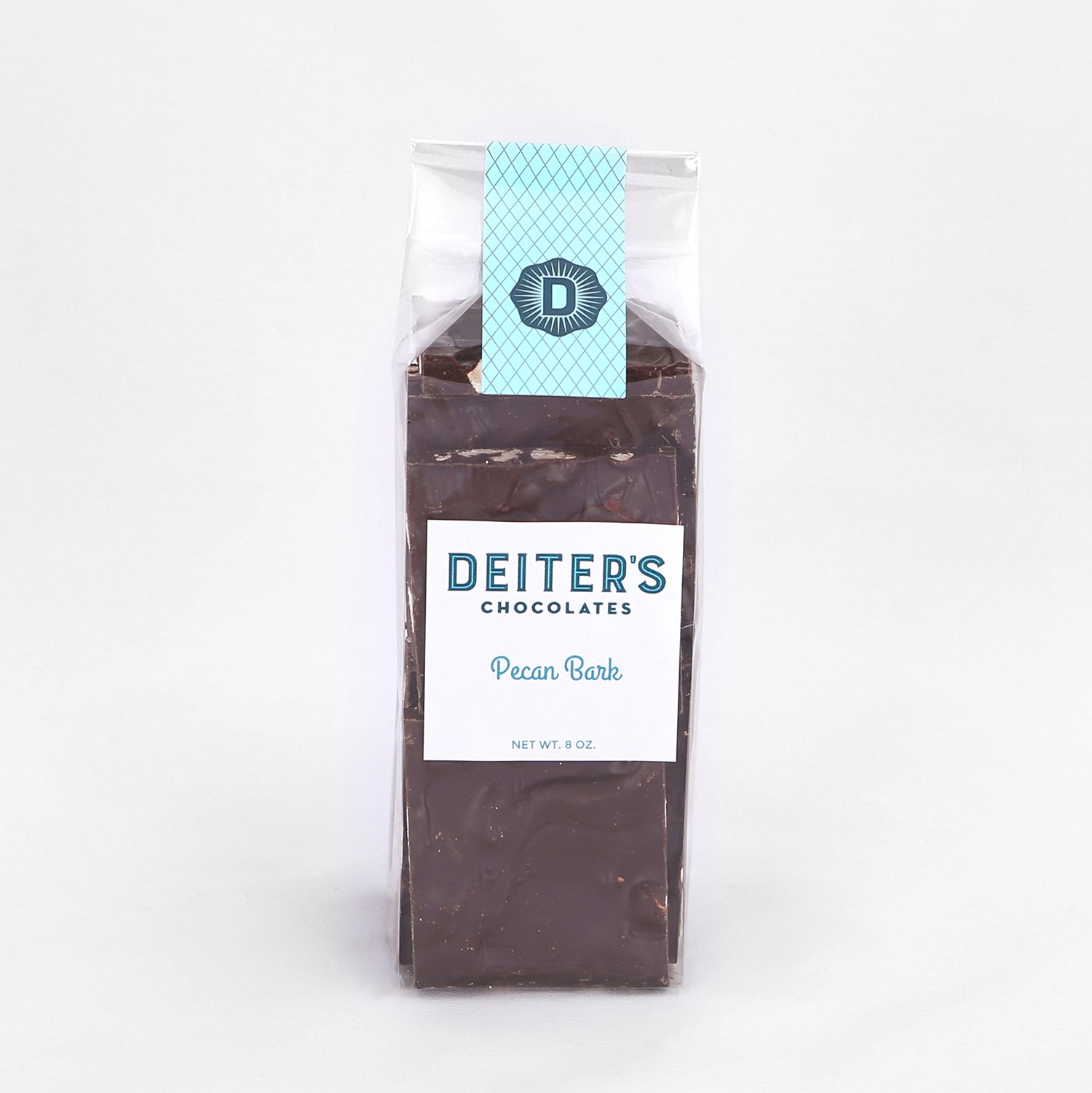 bag of dark chocolate pecan bark