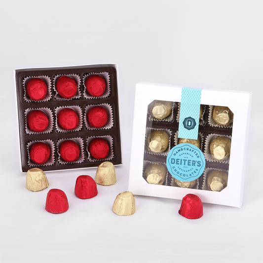 boxes of 9-piece foil-wrapped chocolate-covered cherries