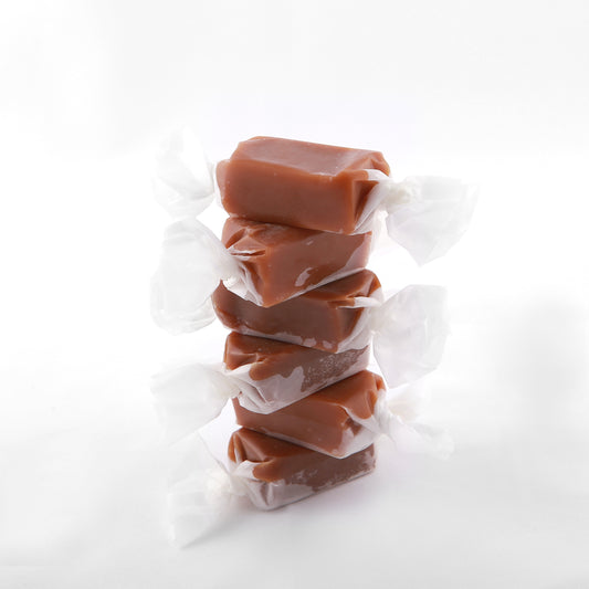 Stack of 6 individually-wrapped caramels